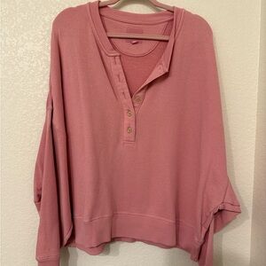 American Eagle Outfitters Pink Henley Sweatshirt